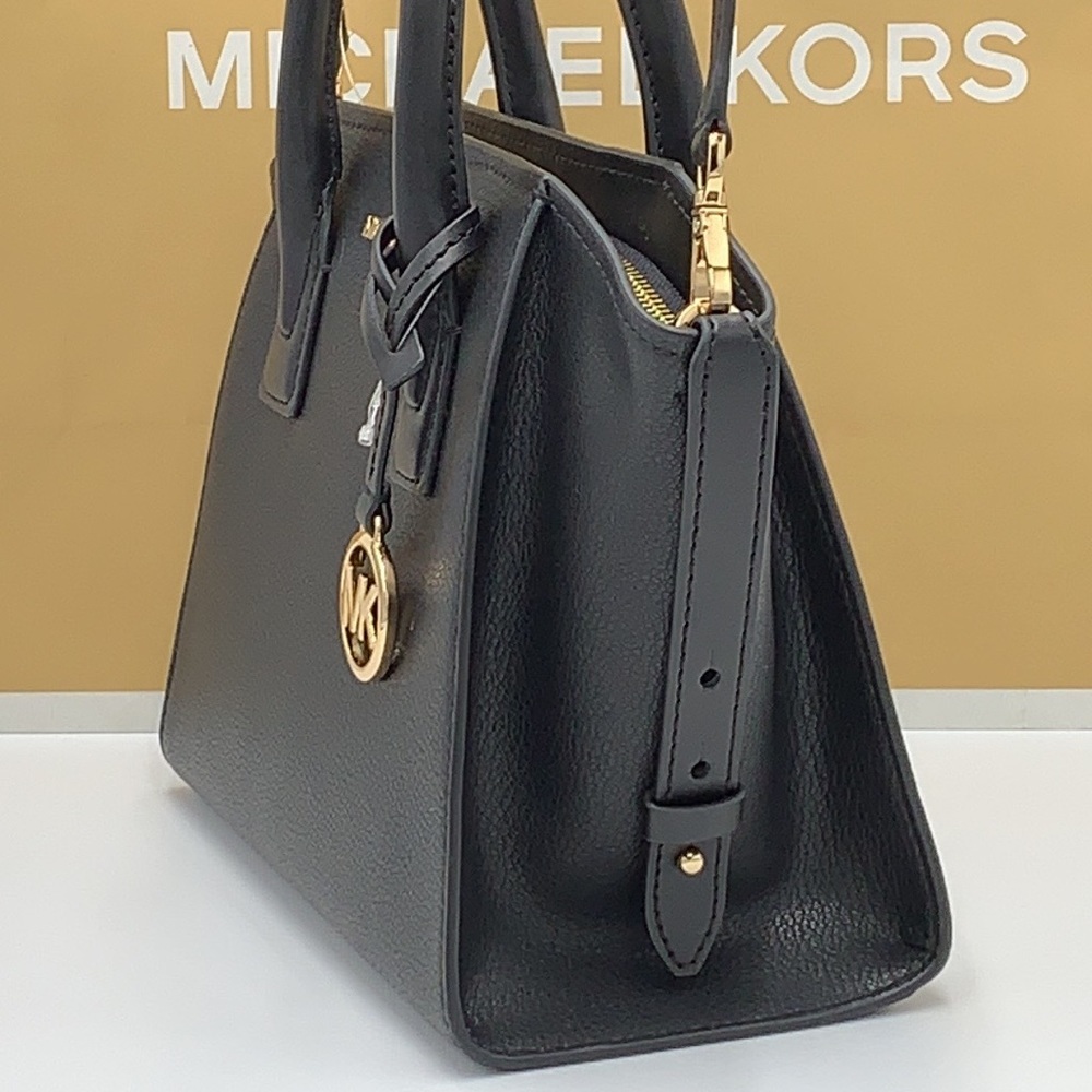 Michael Kors Avril Small Leather Top-Zip Satchel BLACK COLOR - Picture 5 of 16